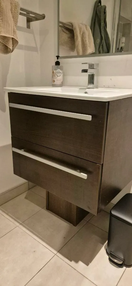 Modern Bathroom vanity unit with sink and tap - Image 1