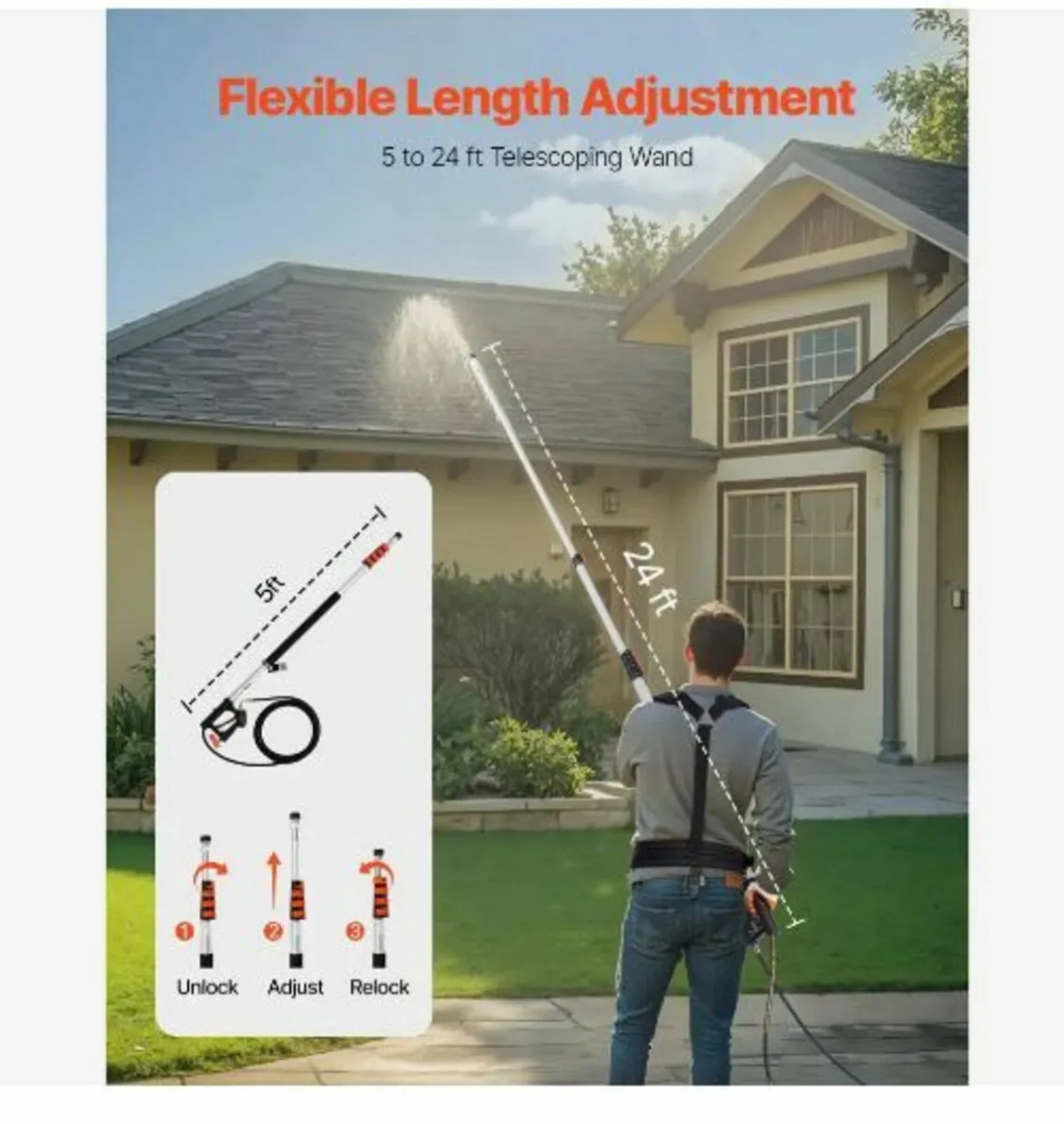 Pressure Washer Telescoping Wand, 24 ft - Image 3