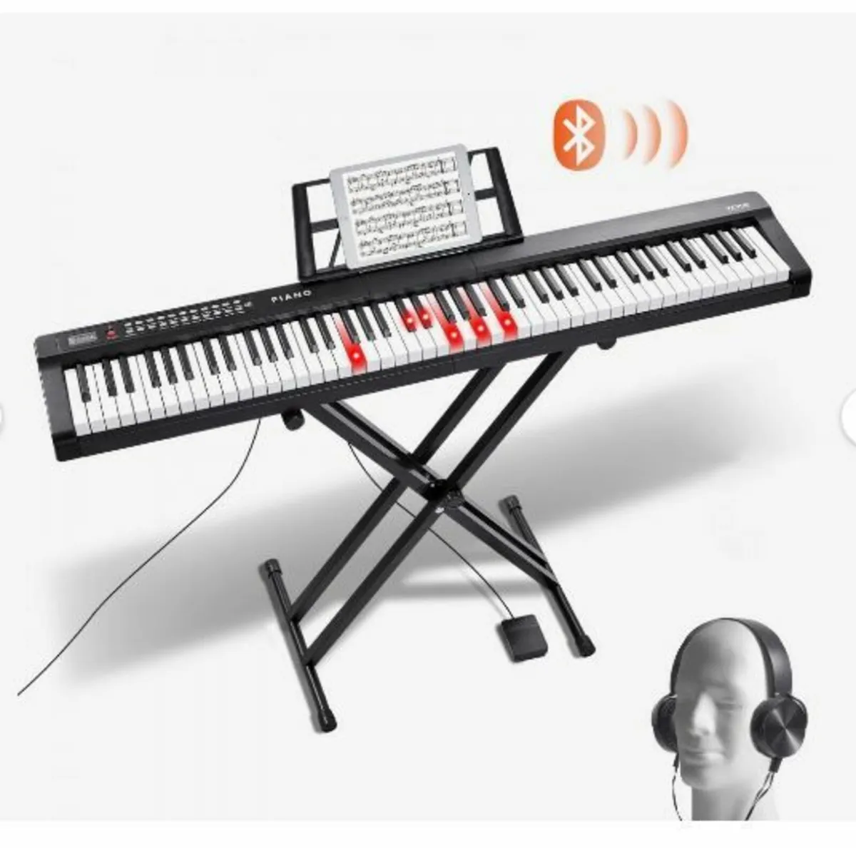 88 Key Digital Piano Keyboard, Semi Weighted Keys - Image 1