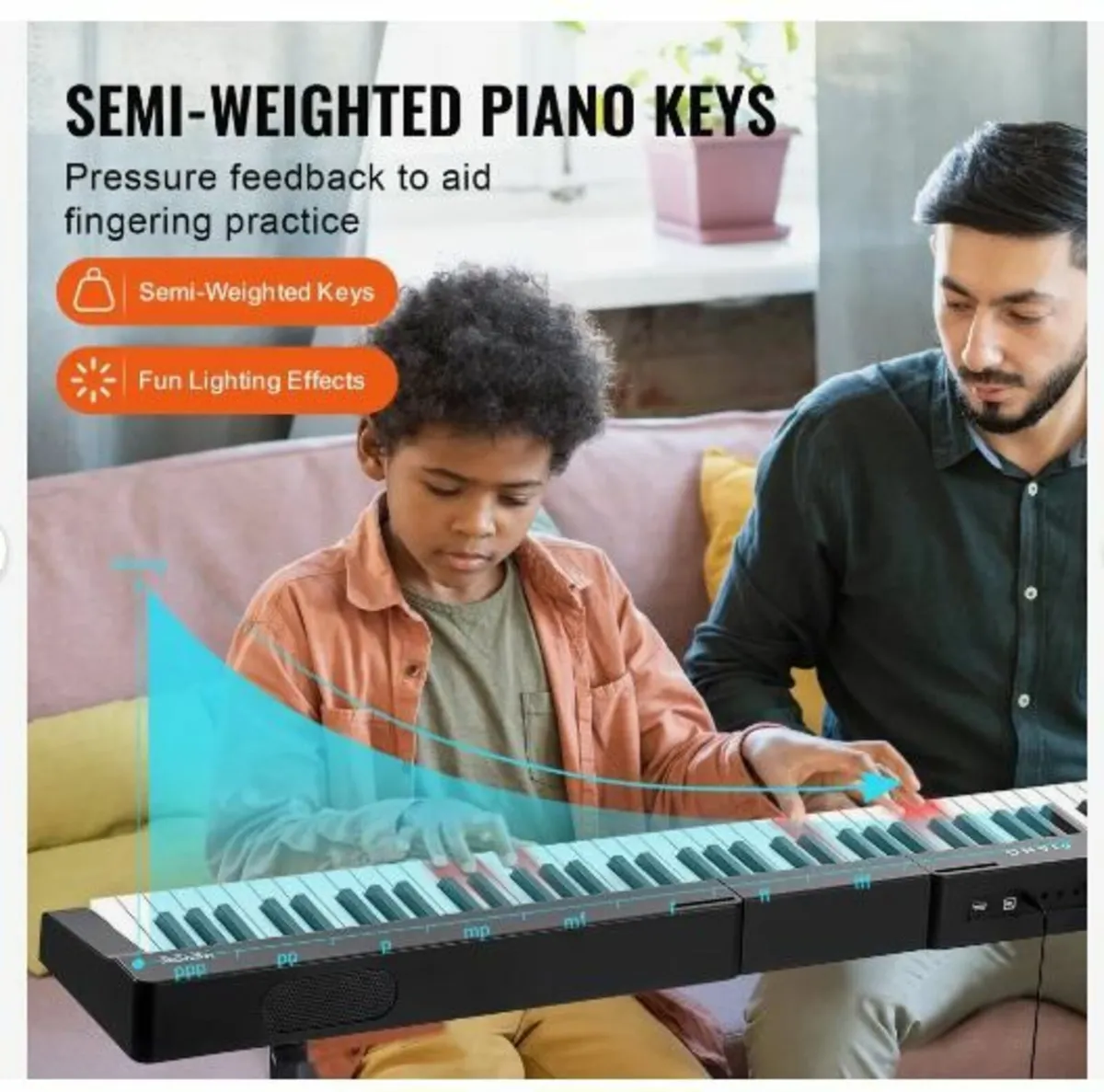 88 Key Digital Piano Keyboard, Semi Weighted Keys - Image 3