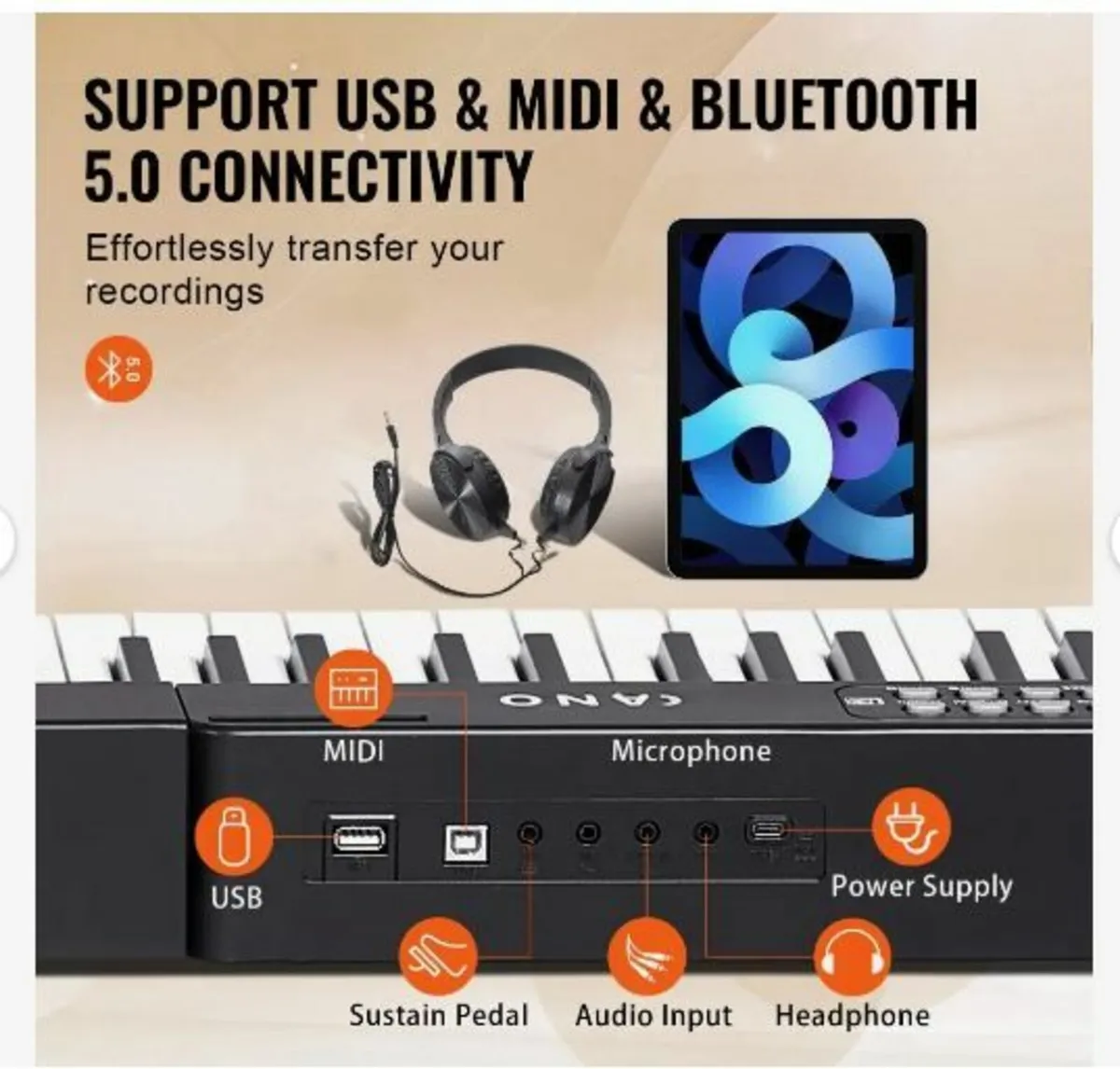 88 Key Digital Piano Keyboard, Semi Weighted Keys - Image 4