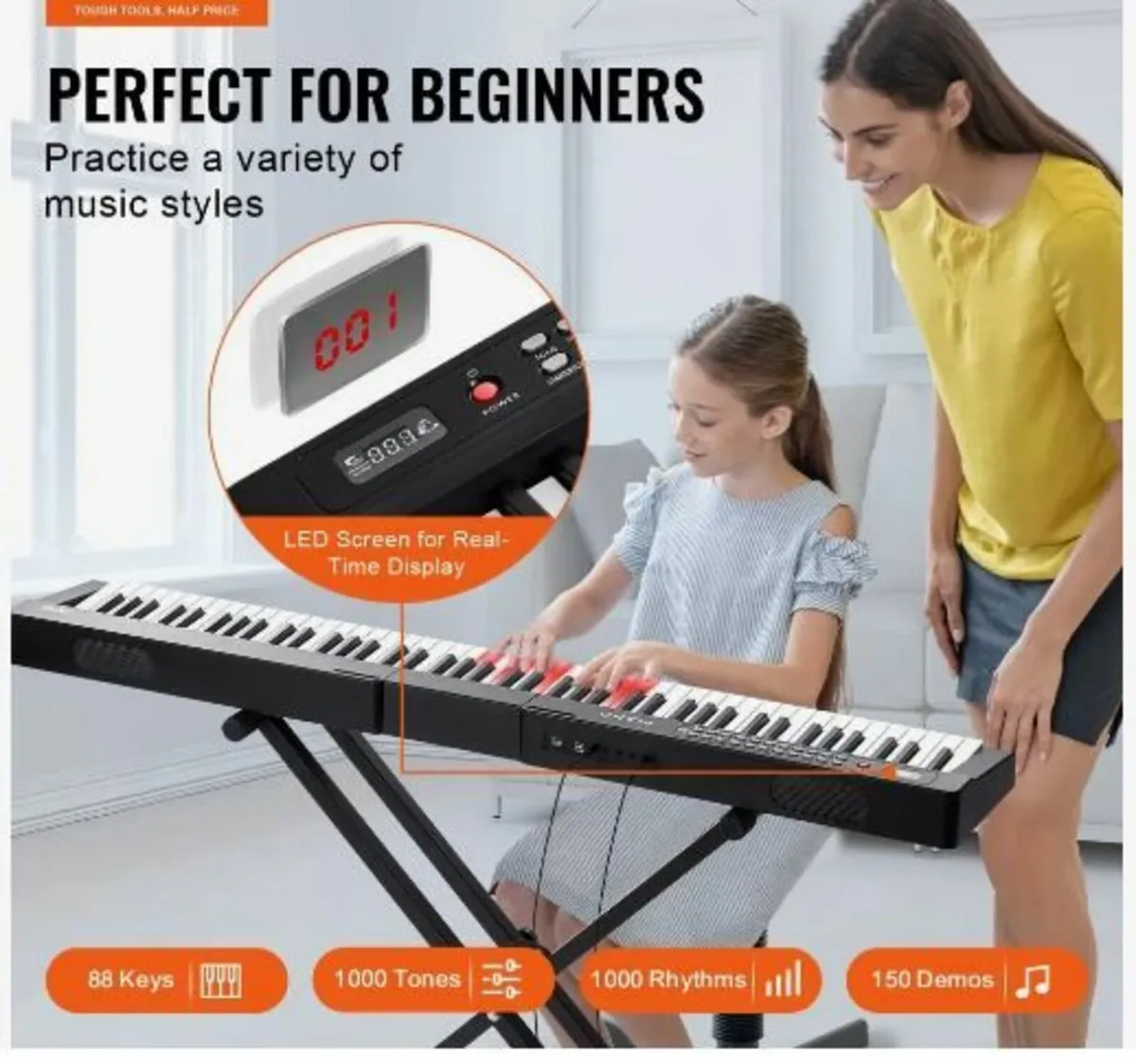 88 Key Digital Piano Keyboard, Semi Weighted Keys - Image 2