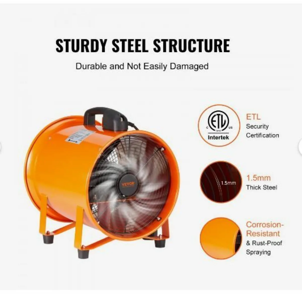 Portable Ventilator, 304.8mm Heavy Duty Cylinder - Image 2