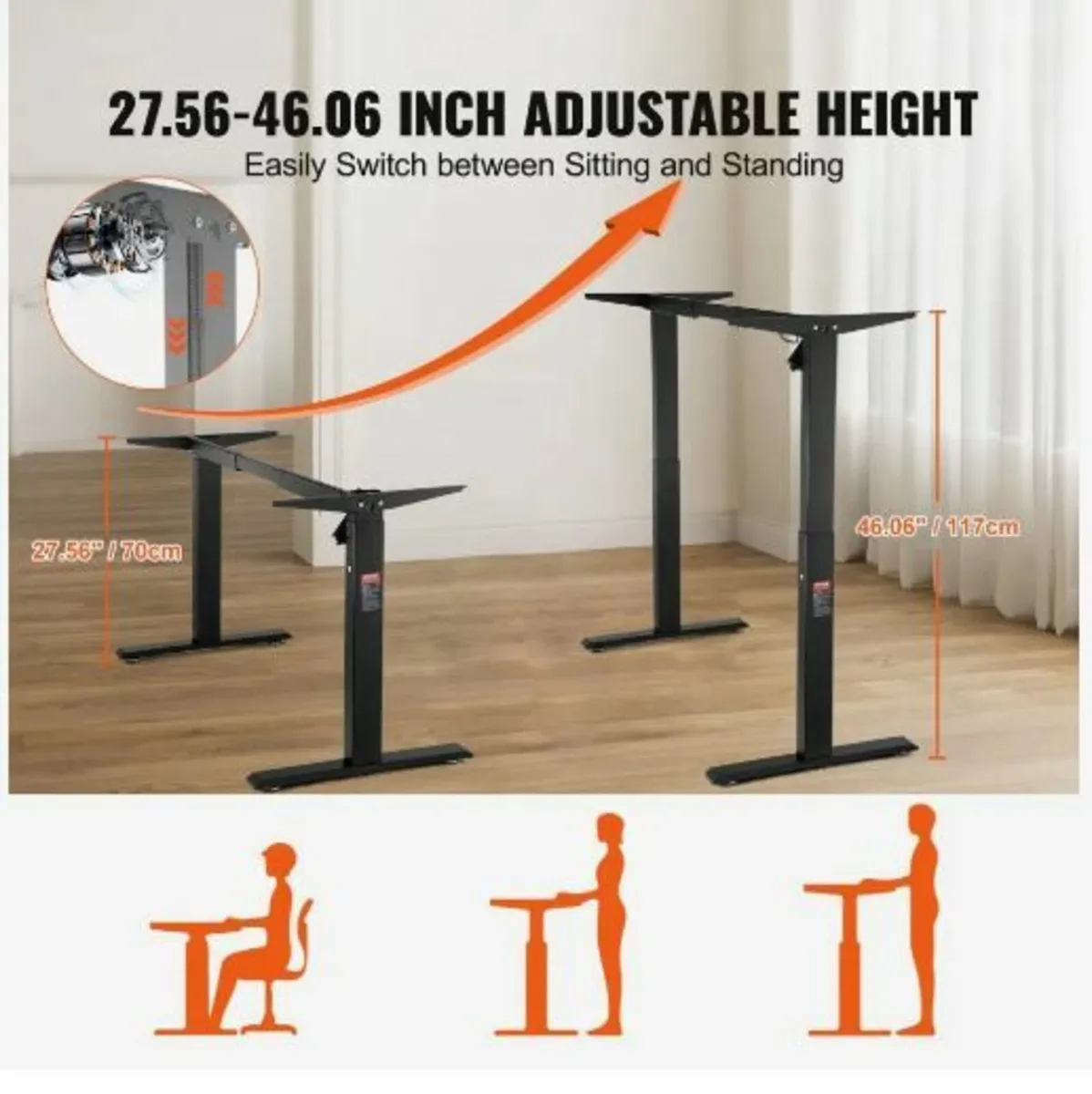 Standing Desk Frame, Adjustable 70-117 cm - Image 2