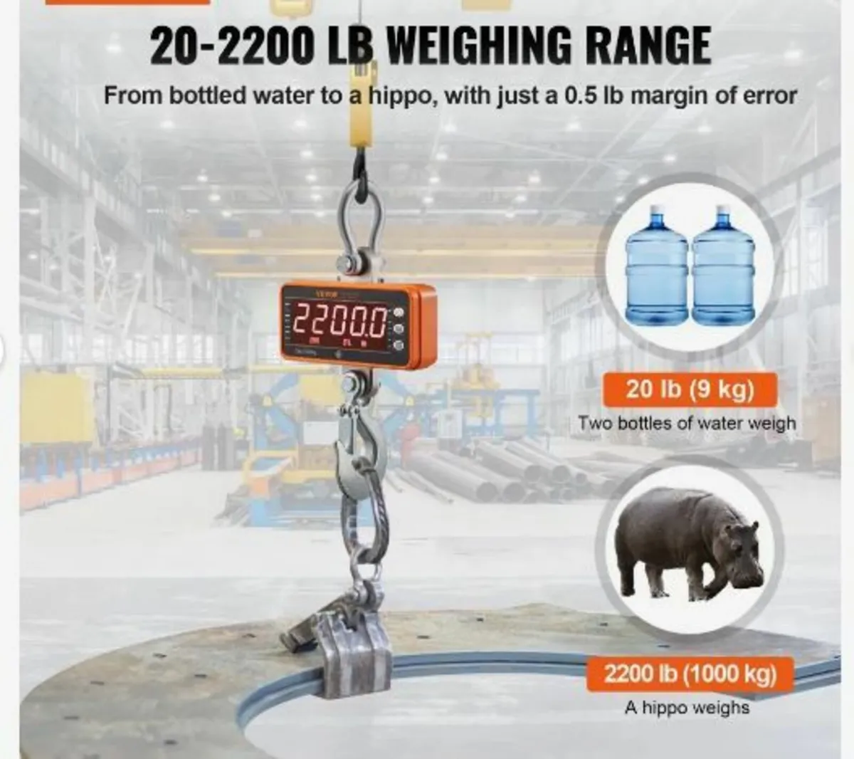 Digital Crane Scale, 2200 lbs/1000 kg - Image 2