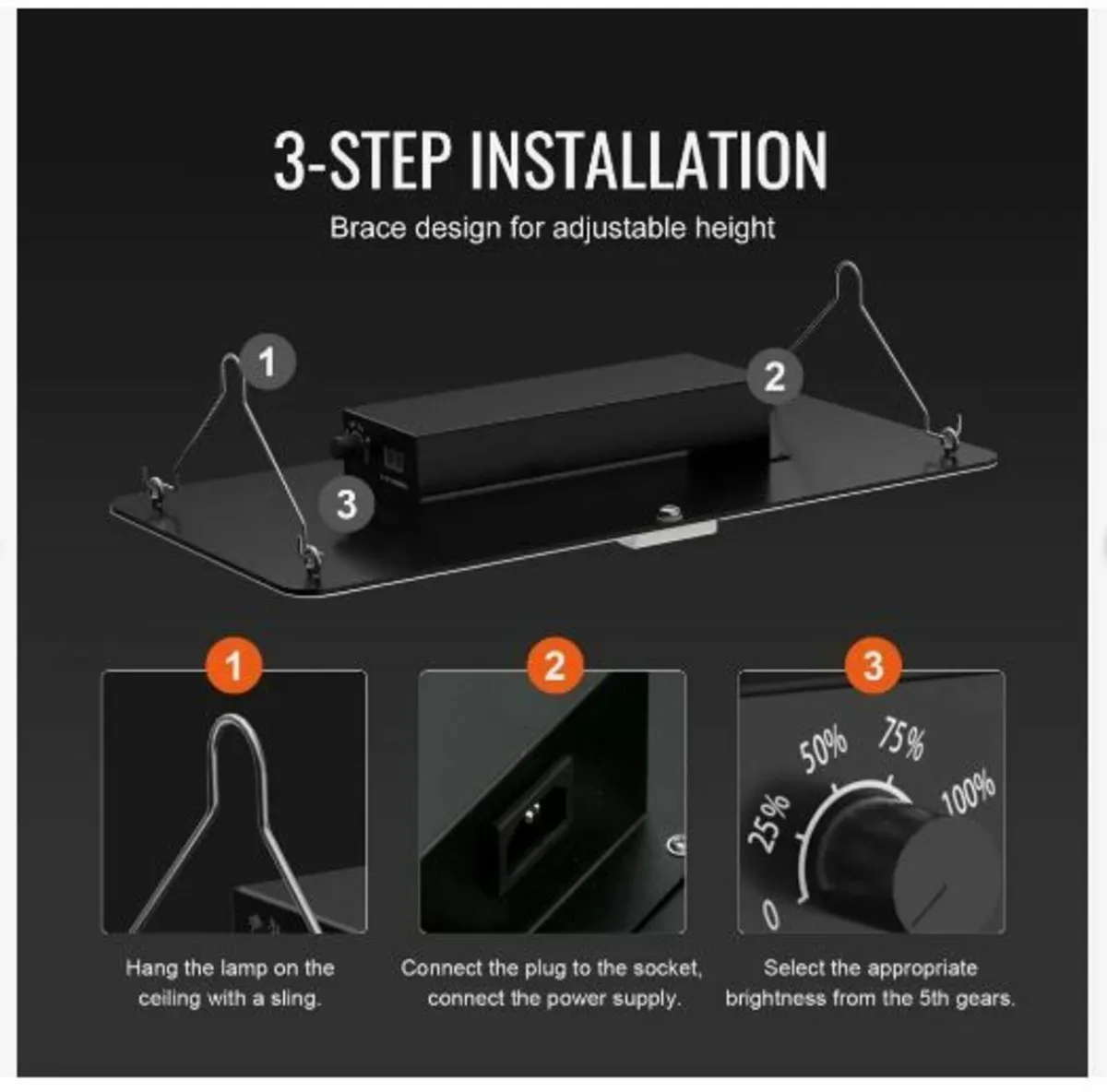 LED Grow Light, 200W Full Spectrum Dimmable - Image 2