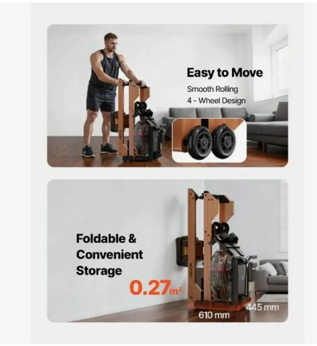 Water Rowing Machine, 6-Level - Image 4