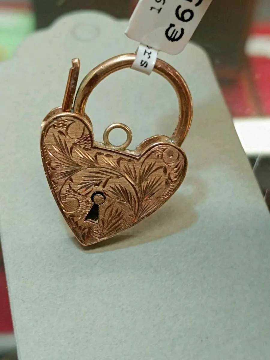 Antique 9k Rose Gold Heart Lock - Image 1