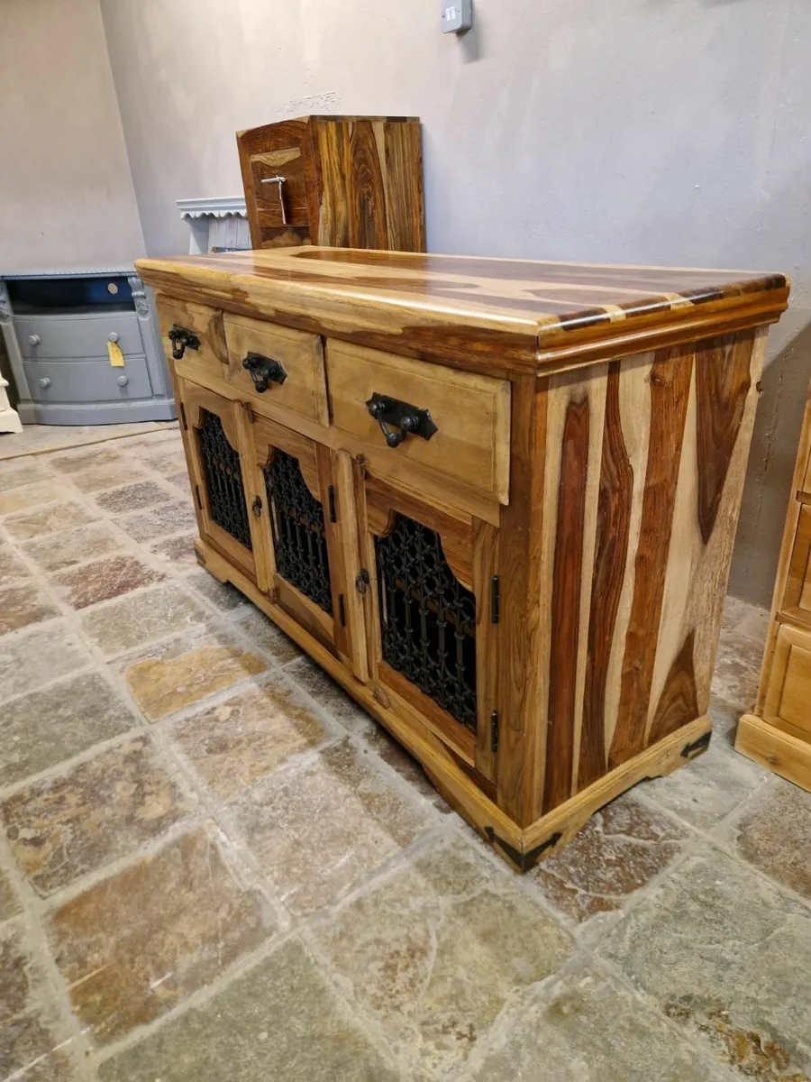 Vintage Indian rosewood sideboard - Image 3