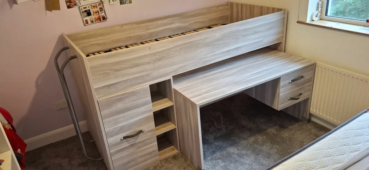 Mezzanine bed with integrated wardrobe and desk - Image 2