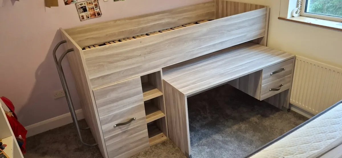 Mezzanine bed with integrated wardrobe and desk - Image 3