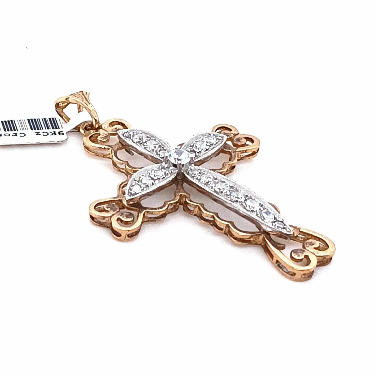 Large Fancy Cross 9k Gold & Zirconias - Image 3
