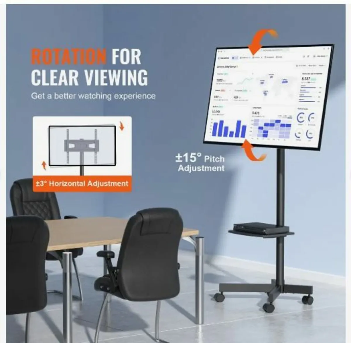 Mobile TV Stand, Mobile TV Cart - Image 3