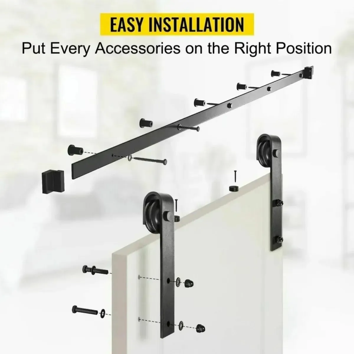 12FT Sliding Barn Door Track Hardware Kit - Image 3