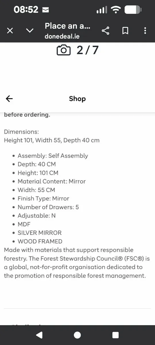 Set of 2 Bedroom Mirrored chest of drawers in exc - Image 2