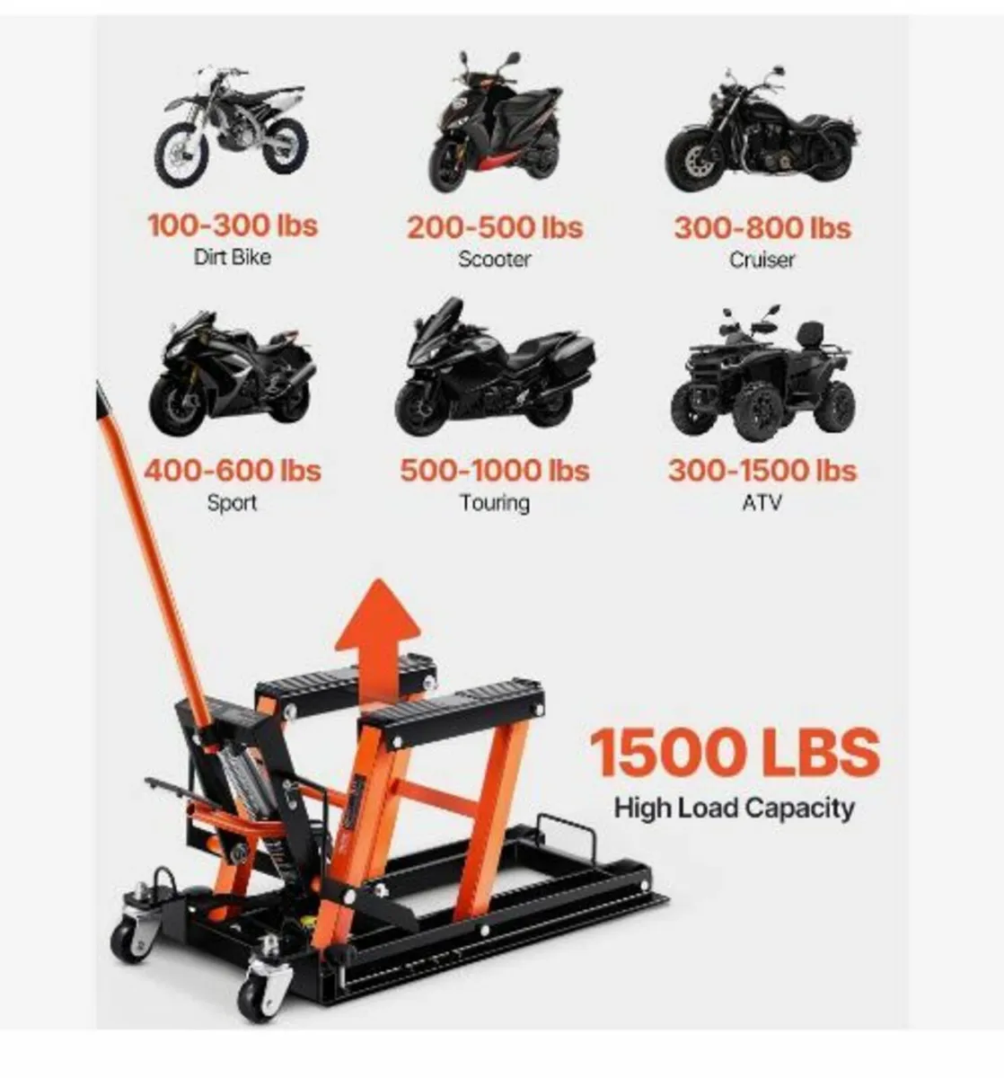 Motorcycle Hydraulic Pump Jack 680.4 kg - Image 3