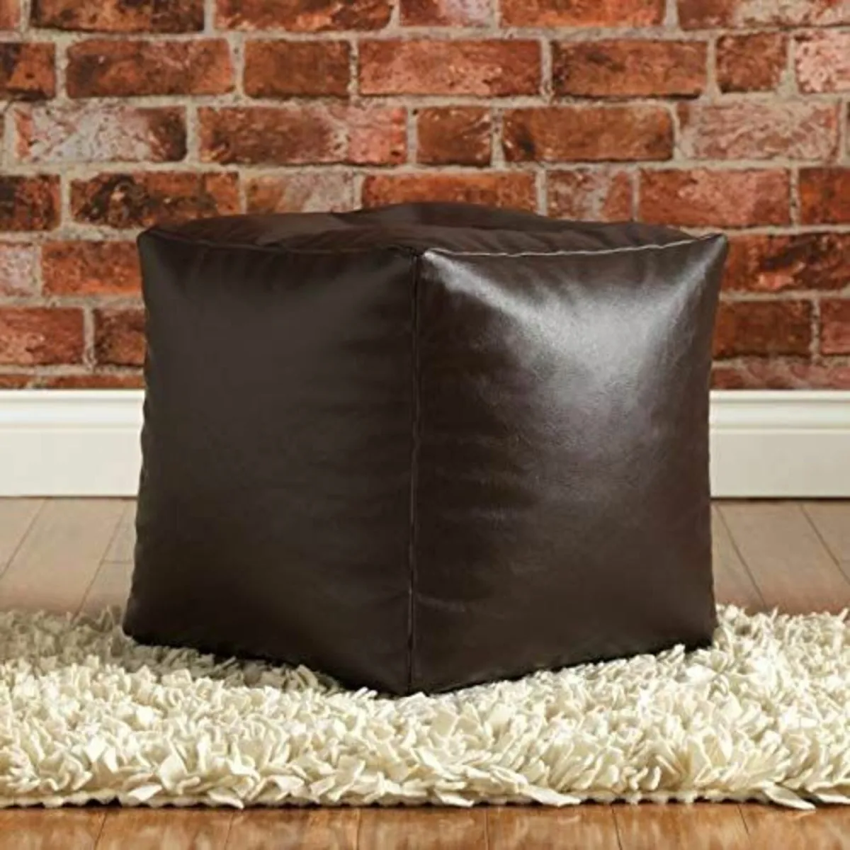 Medium Brown Ottoman Bean Bag Chair Cover Only - Image 2