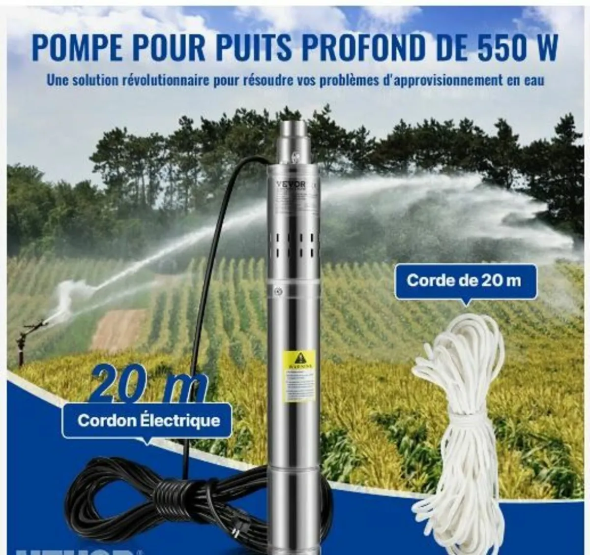 Deep Well Submersible Pump, 550W - Image 2