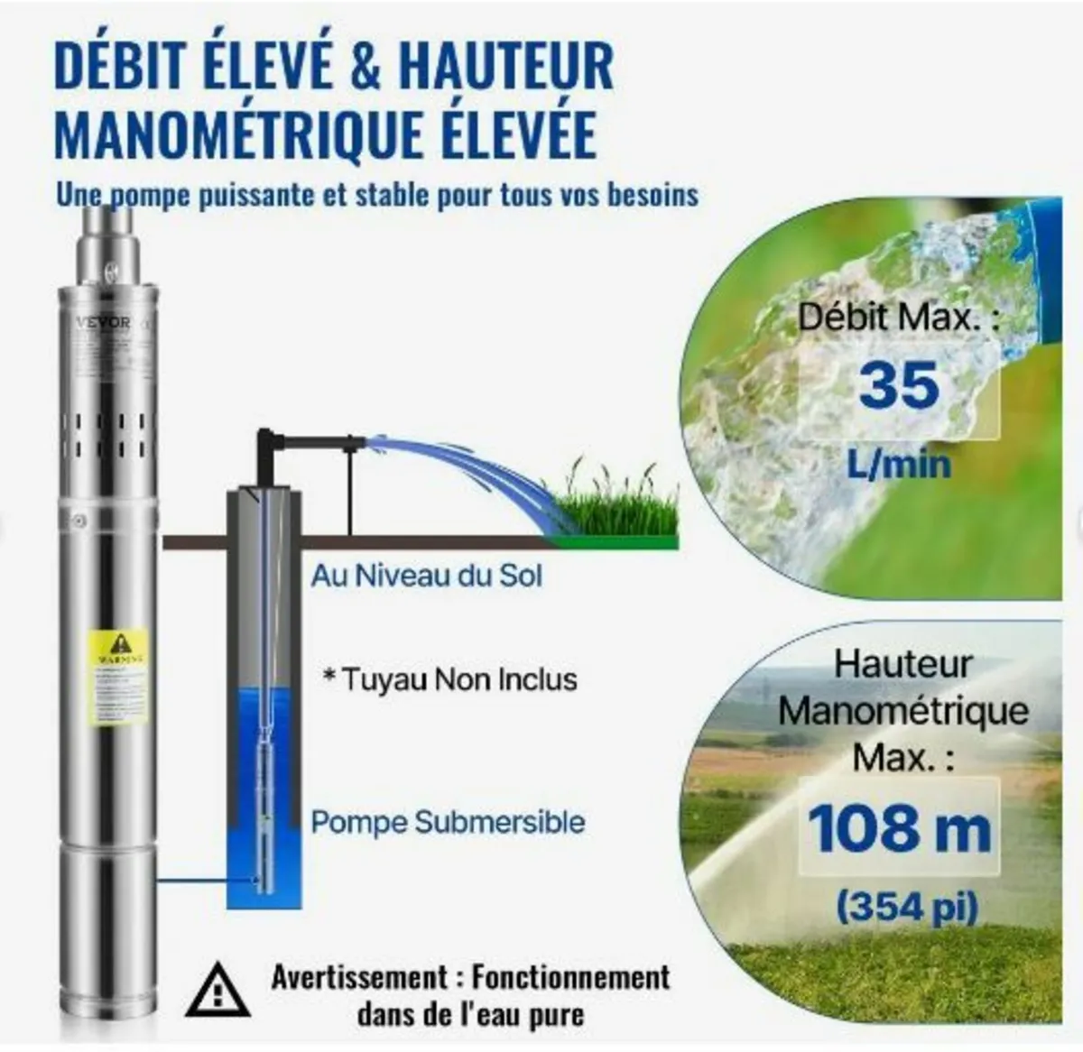 Deep Well Submersible Pump, 550W - Image 3
