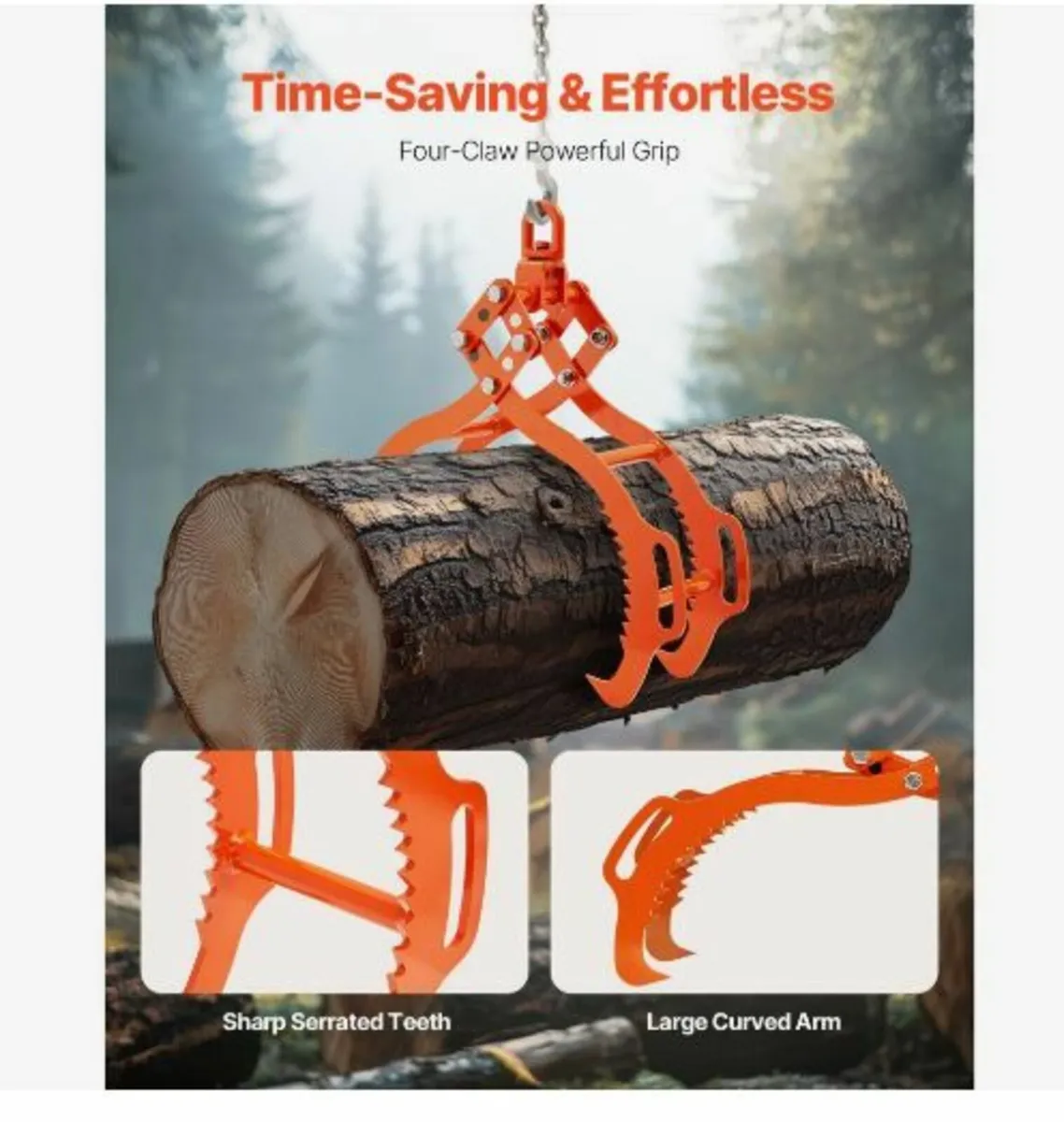 36in Log Lifting Tongs, 4-Claw Log Tongs - Image 4