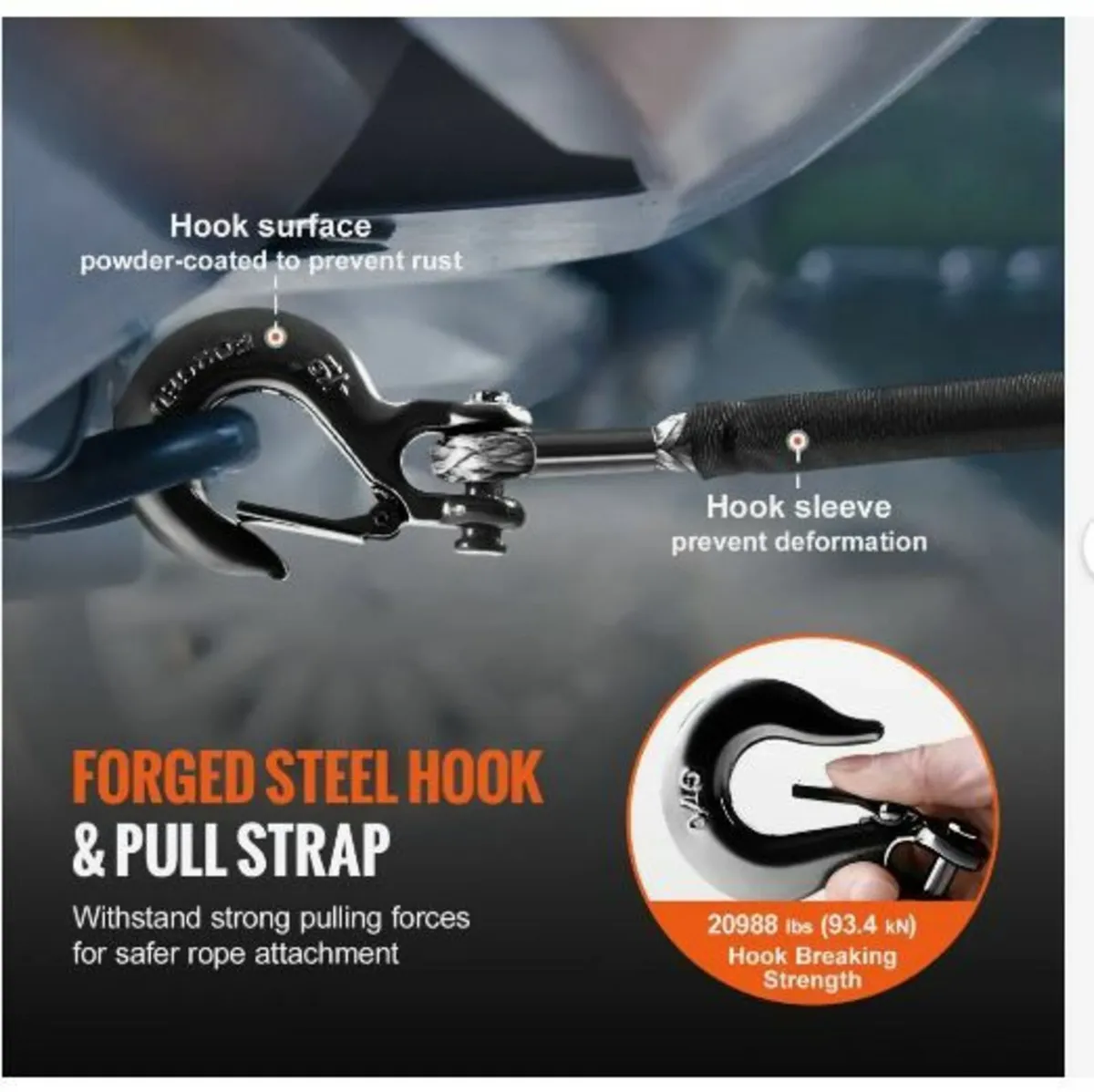 Synthetic Winch Rope, 9.5 mm x 30.48 m - Image 3