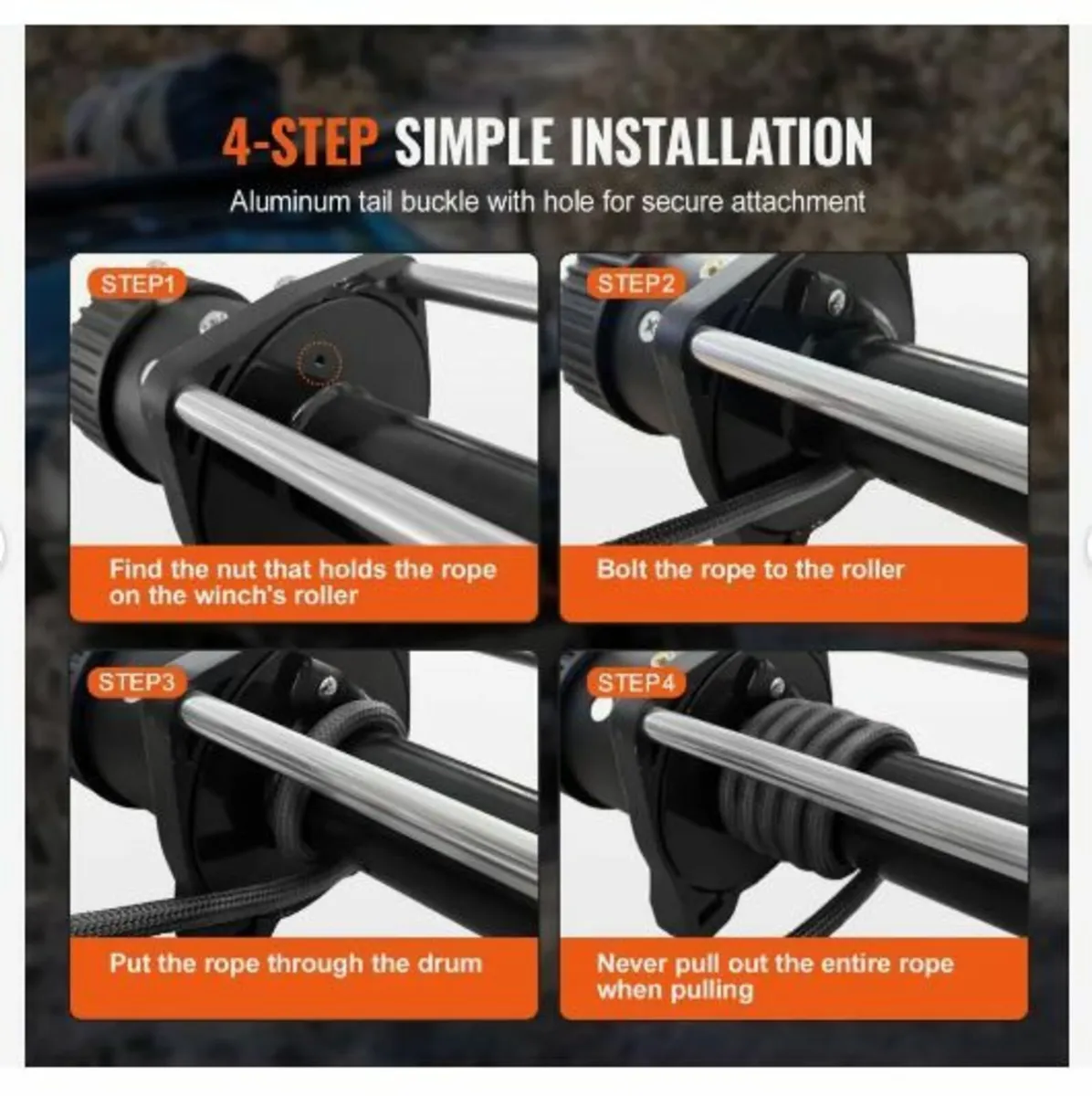 Synthetic Winch Rope, 9.5 mm x 30.48 m - Image 4