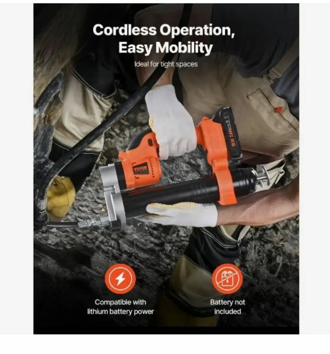 Cordless Grease Gun, 8000 PSI Max Pressure - Image 2