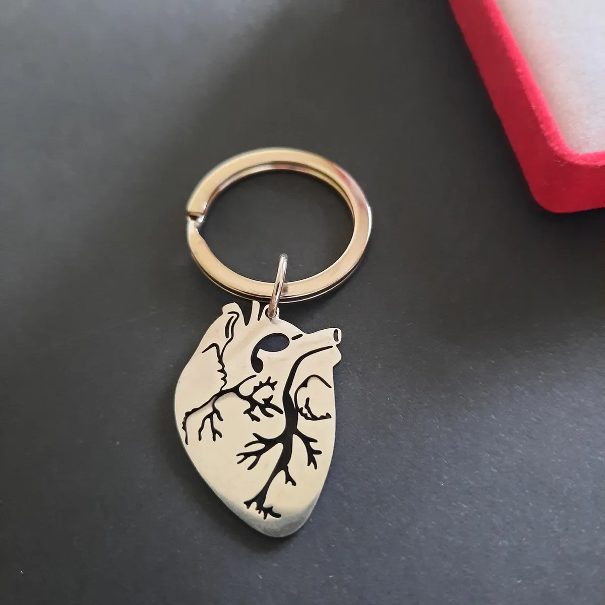 Anatomical Heart Keychain Human Heart Key Ring - Image 1