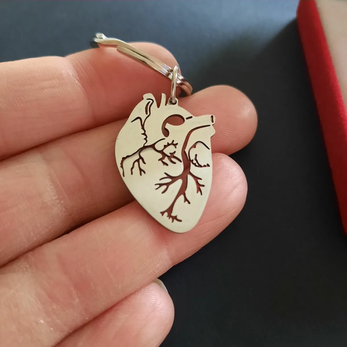 Anatomical Heart Keychain Human Heart Key Ring - Image 2