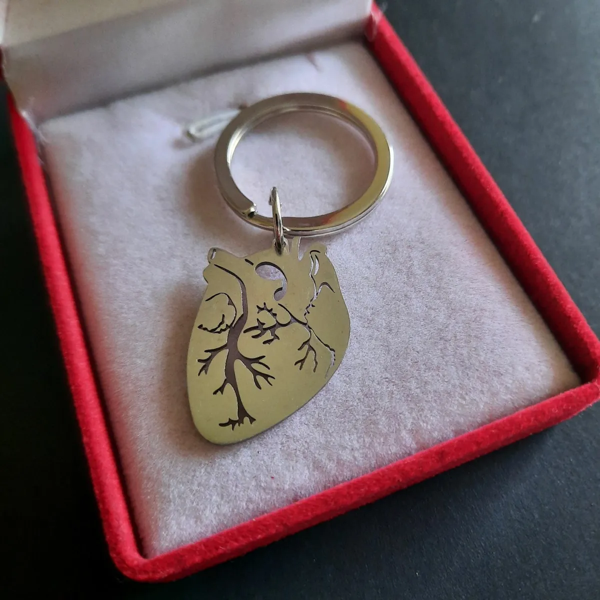 Anatomical Heart Keychain Human Heart Key Ring - Image 3