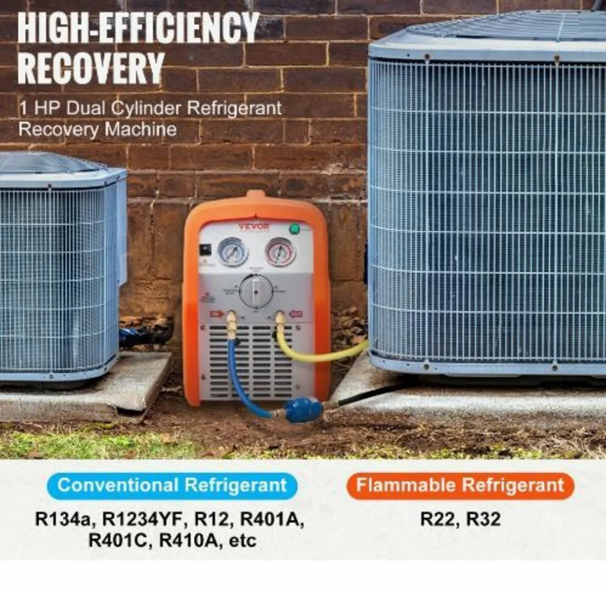 Portable 3/4 HP Refrigerant Recovery Machine - Image 1