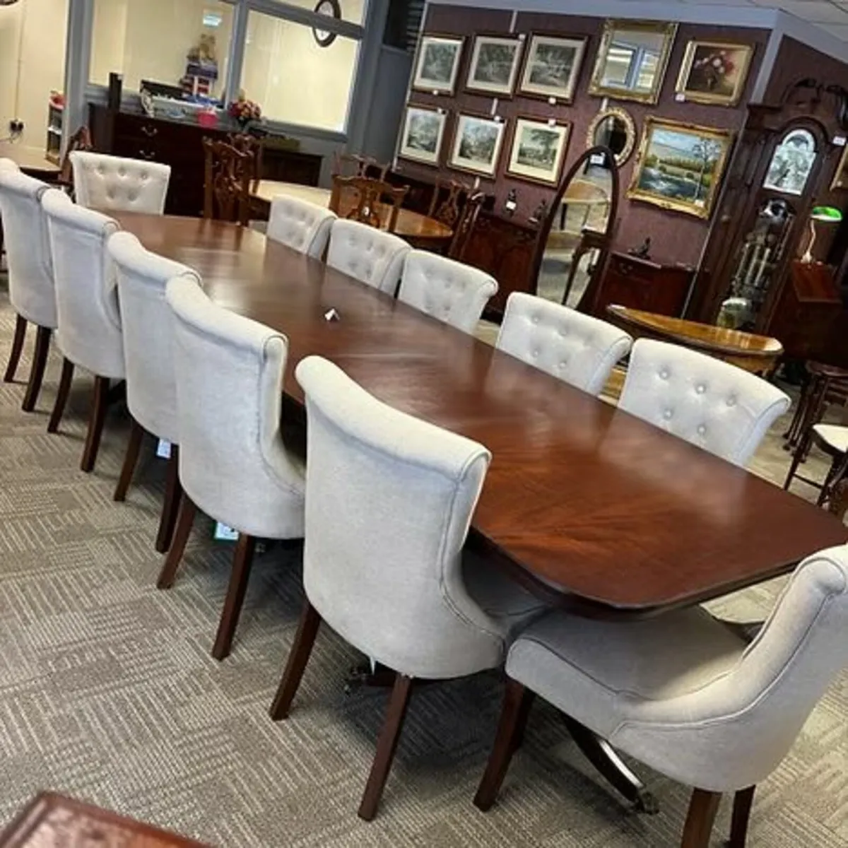 Fabulous mahogany triple pedestal extending dining