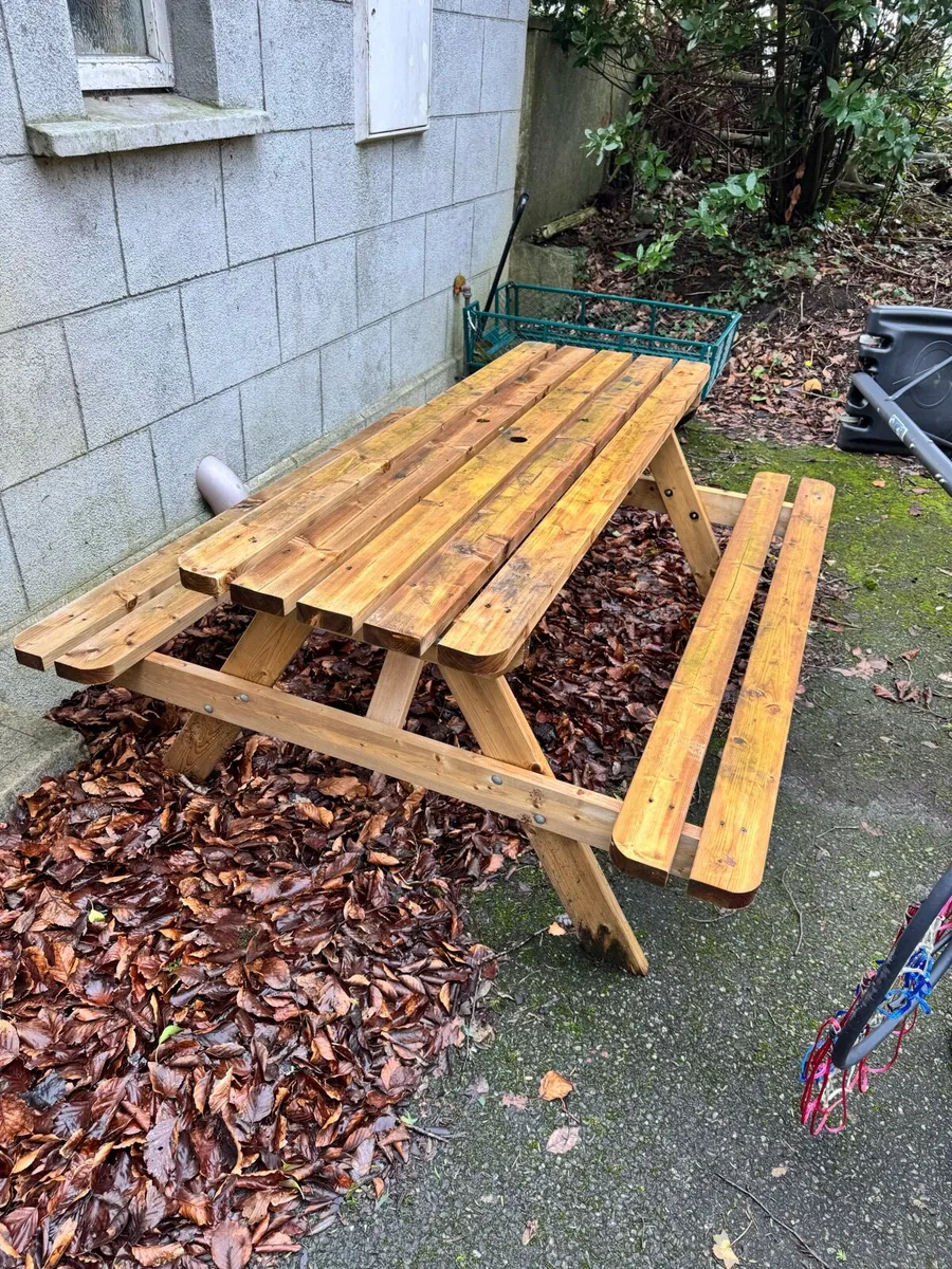 Wooden Picnic Table & Bench Solid Timber - Image 1
