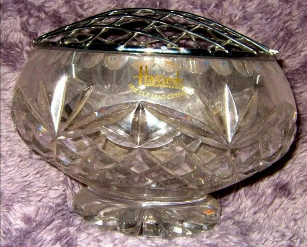 Vintage Harrods Crystal Rose Bowl - Image 3