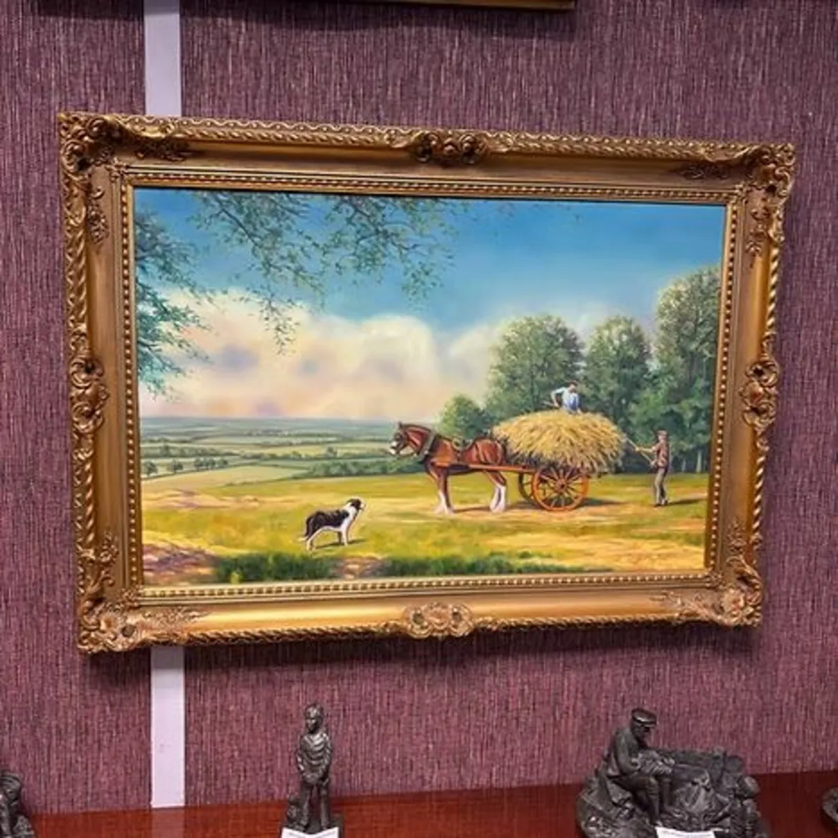 Mid 20th century agricultural scene showing haymak