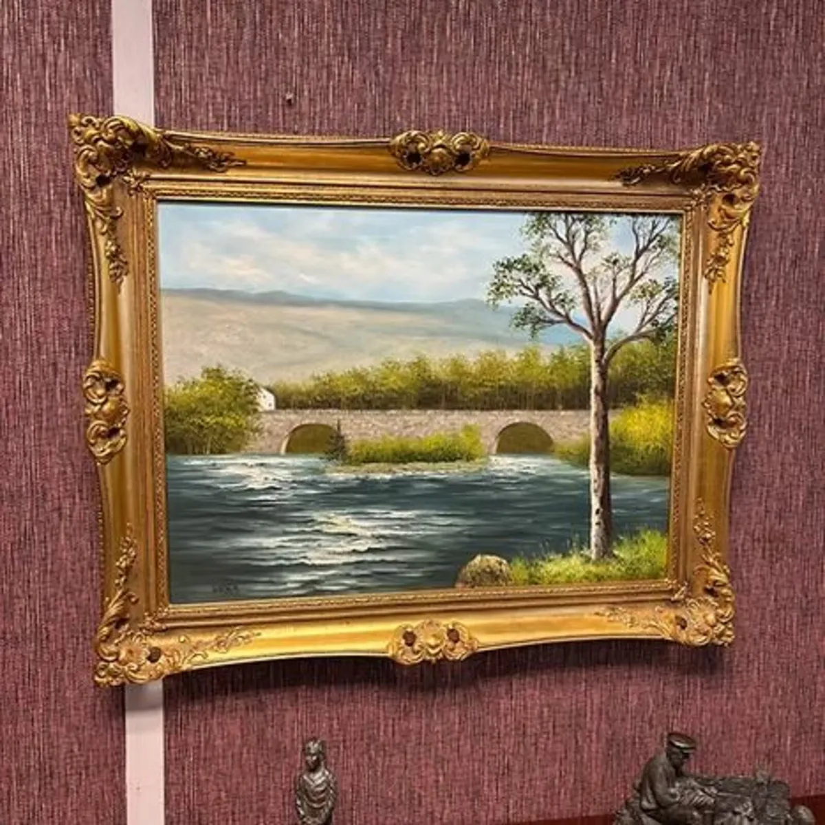 Decorative mid-20th-century landscape oil on canva
