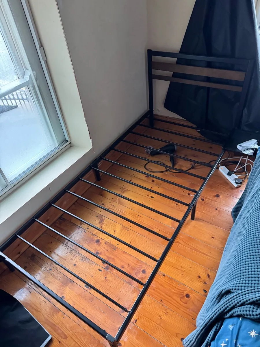 Single bed frame 90x190cm like new with side table - Image 1