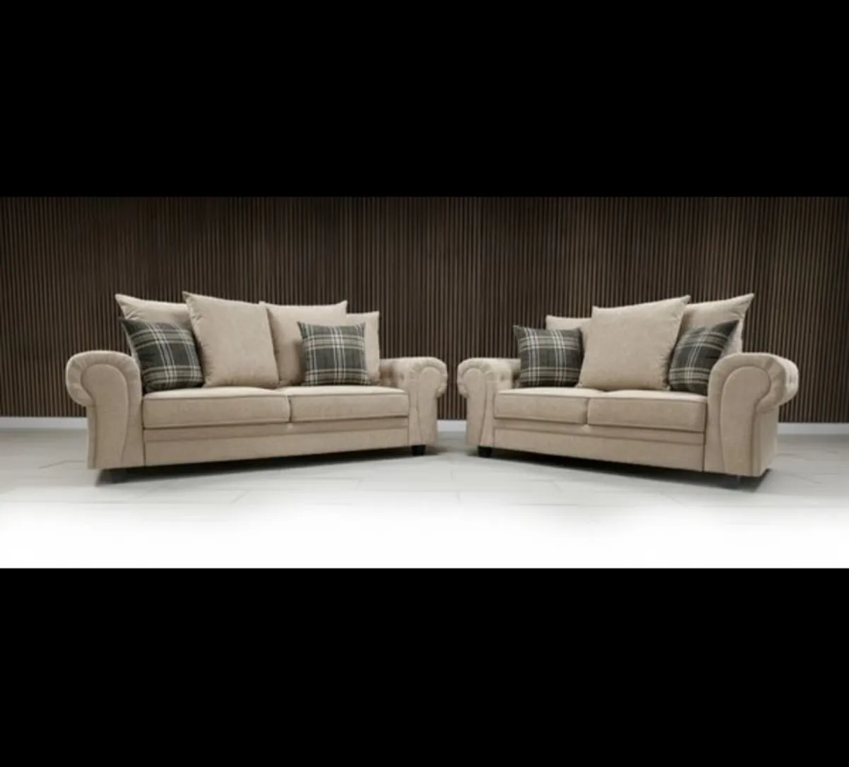 Verona Beige Fabric Scatter Cushions Sofa - Image 3