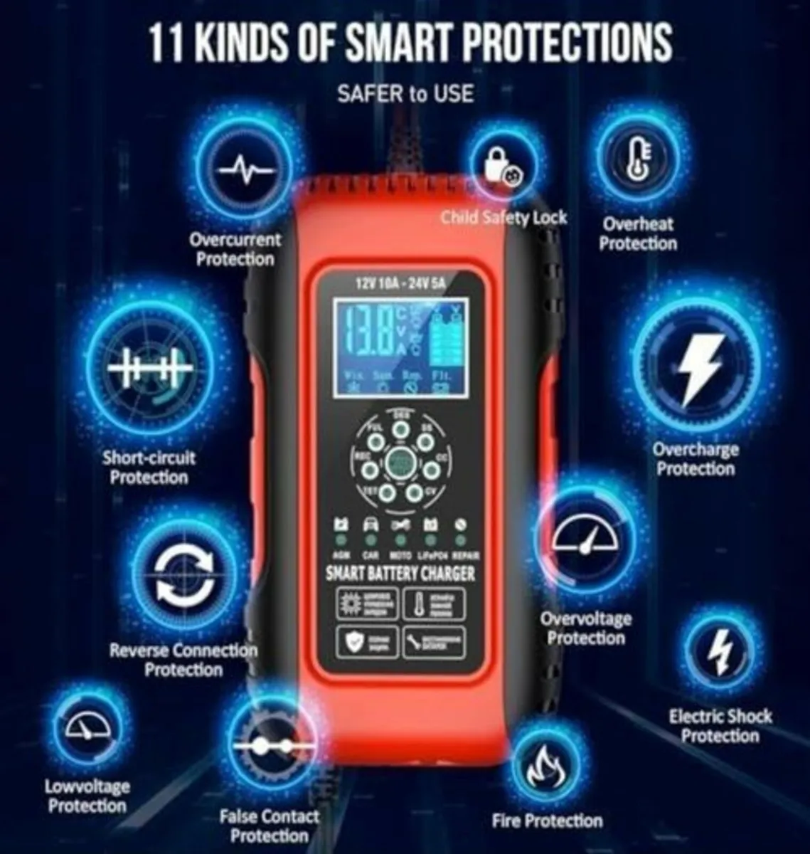 Car Battery Charger 12/24V, 10A. - Image 4