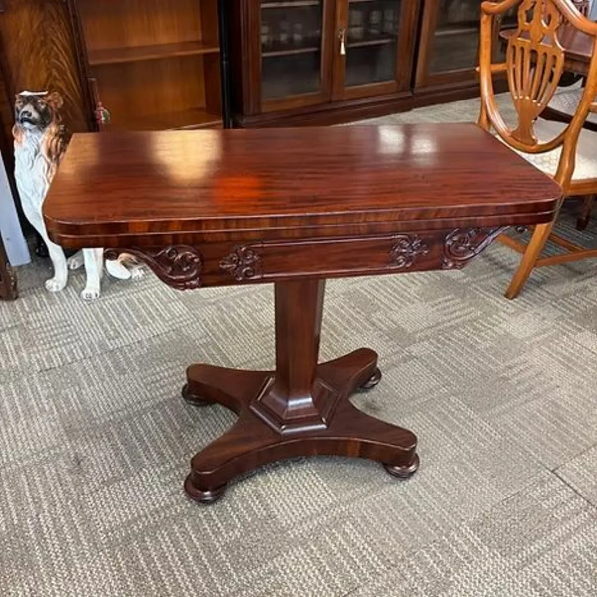 Victorian mahogany fold & twist card table