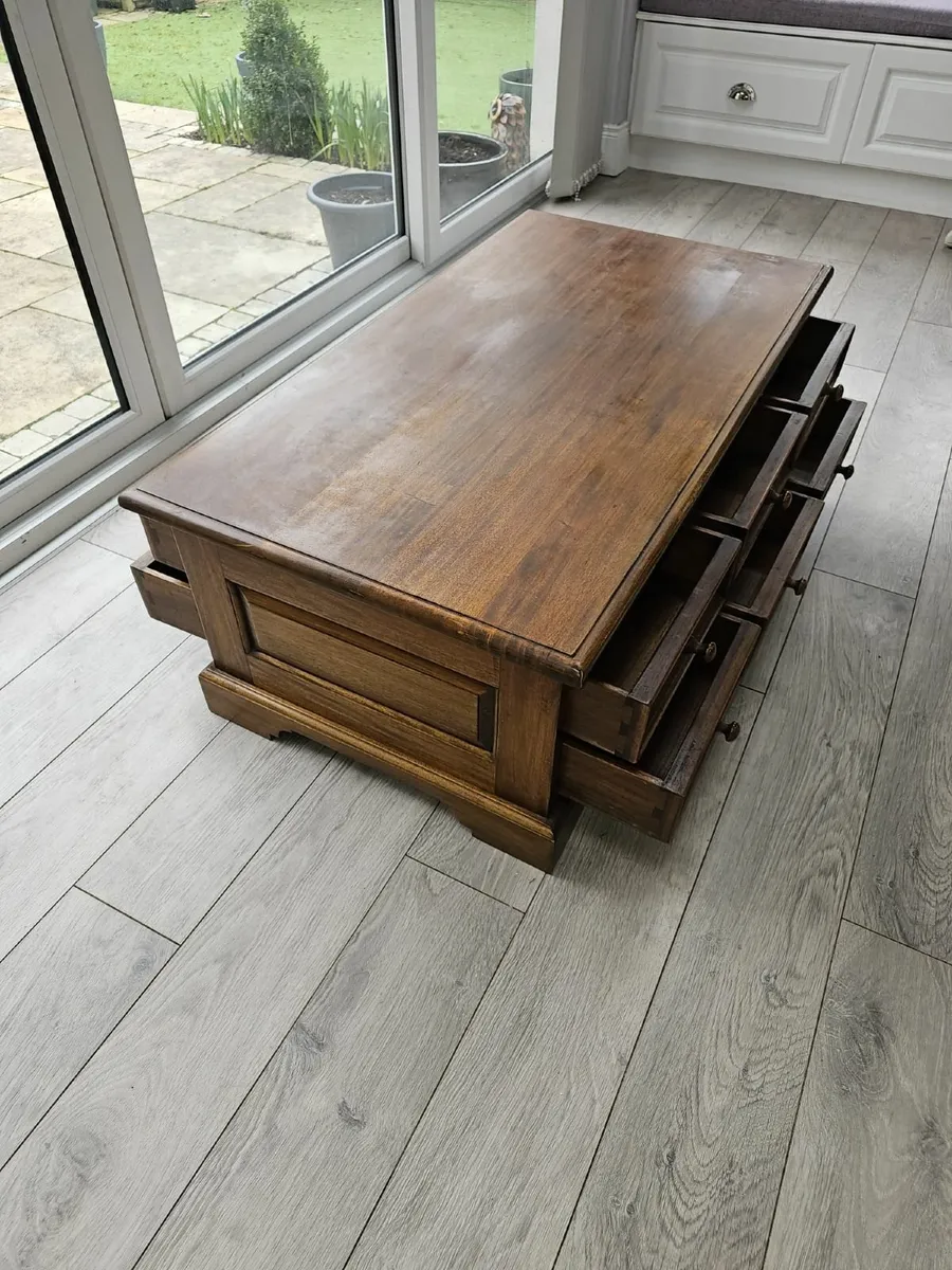 Coffee Table - Solid Wood with Drawers - Image 2