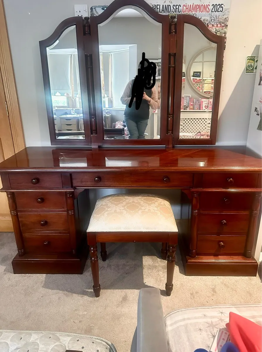 Mahogany dressing table  & bookcase & Ottoman - Image 1