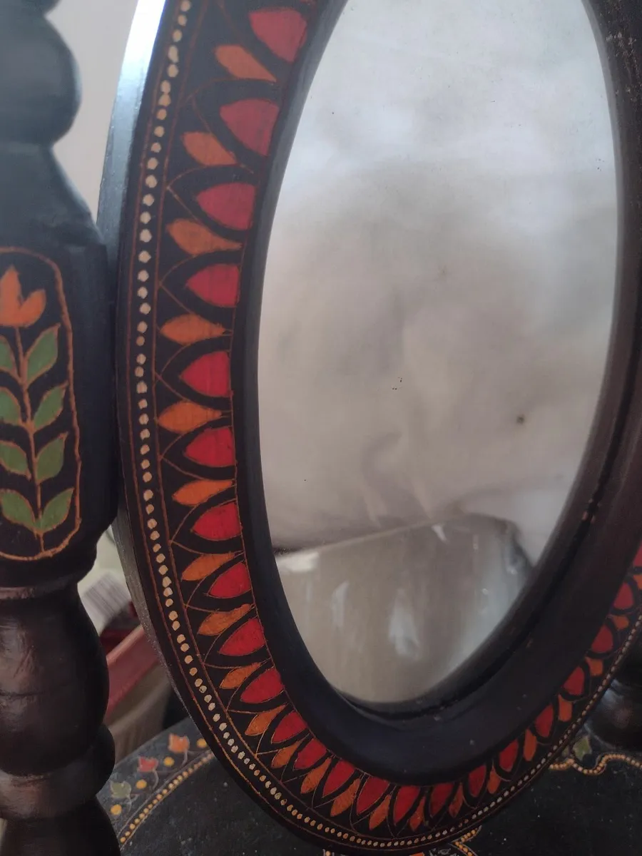 Handmade handpainted Morocco mirror on stand - Image 4