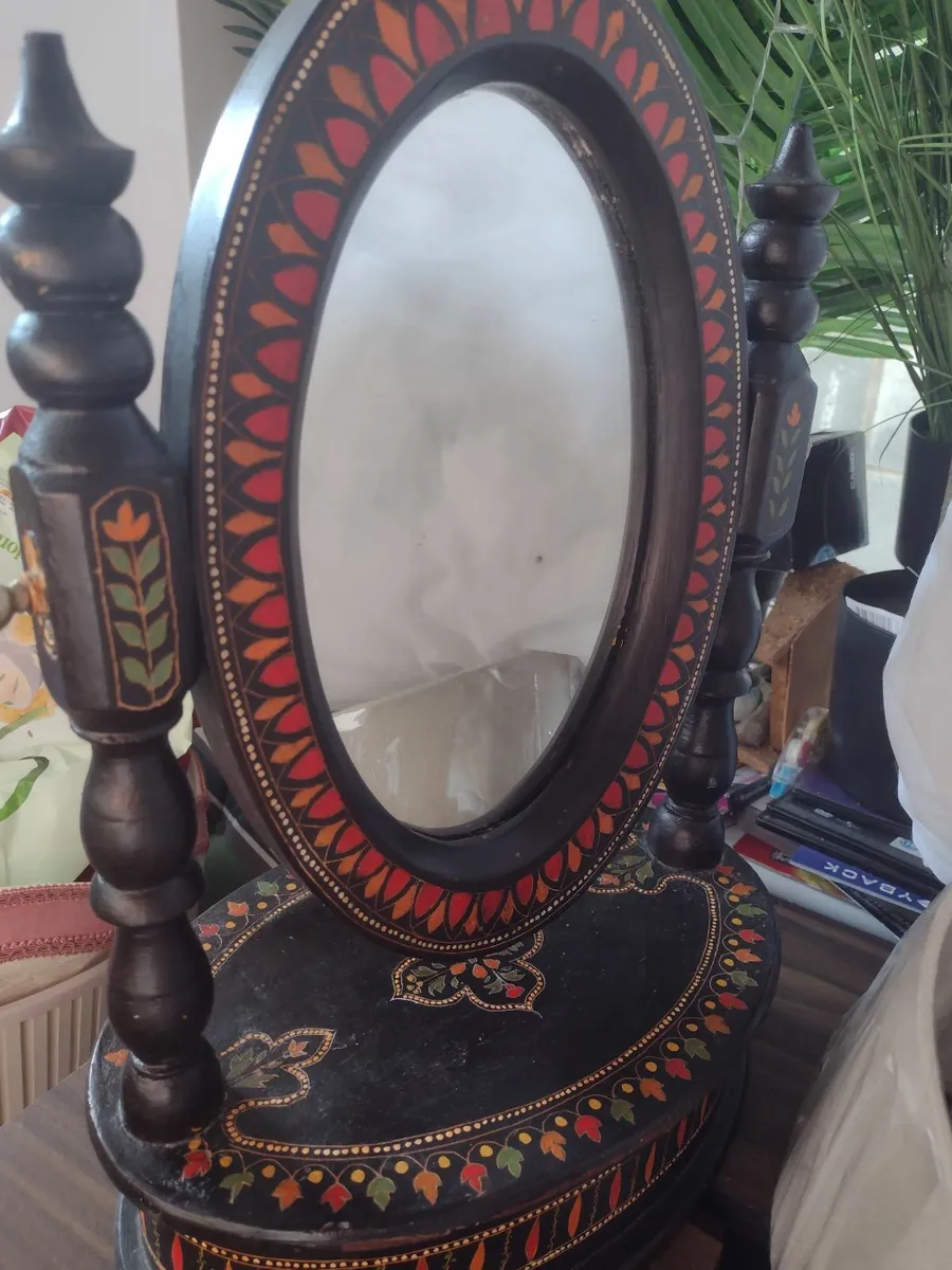 Handmade handpainted Morocco mirror on stand - Image 1