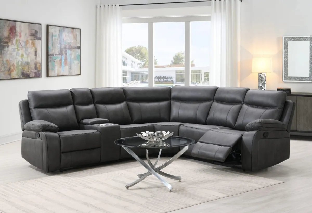 New 3+2 Grey Washington Recliner Sofas - Image 1