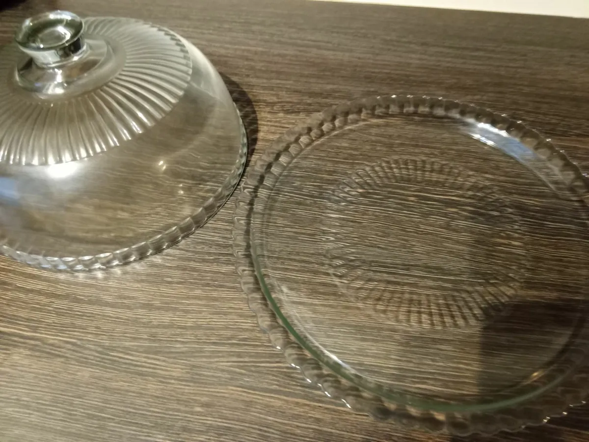 Glass Dome and Plate Cake Stand. - Image 3
