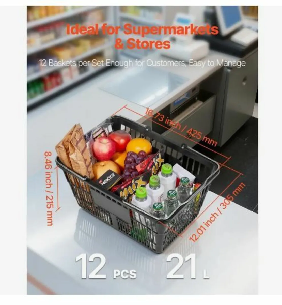 Shopping Baskets, 12 PCS, 21L Stackable - Image 3