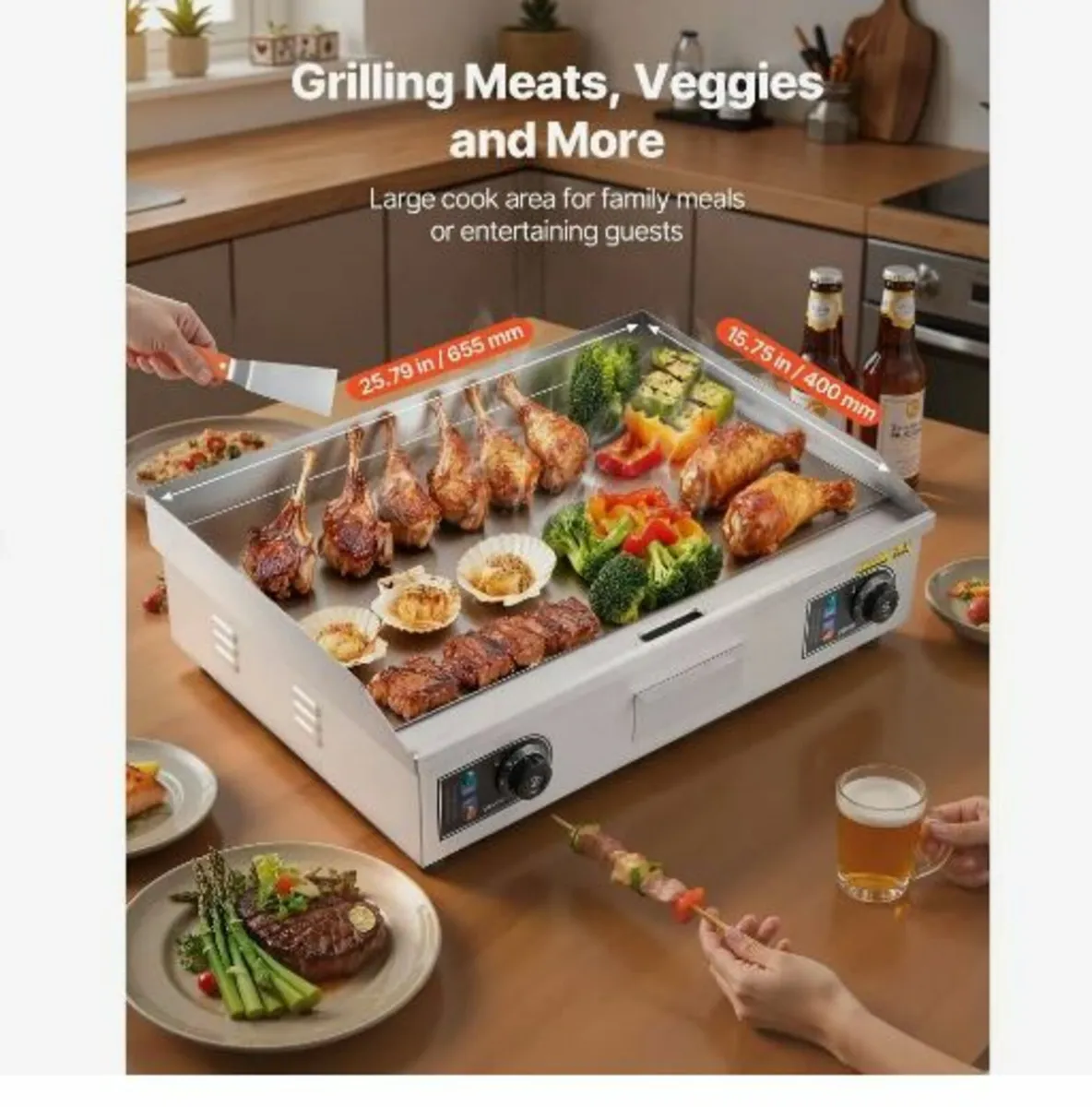 Commercial Electric Griddle, 655 x 400 mm, 4000W - Image 2