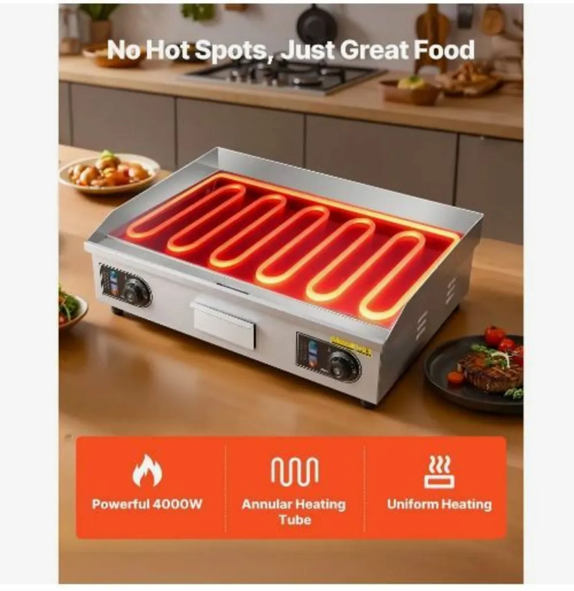 Commercial Electric Griddle, 655 x 400 mm, 4000W - Image 3