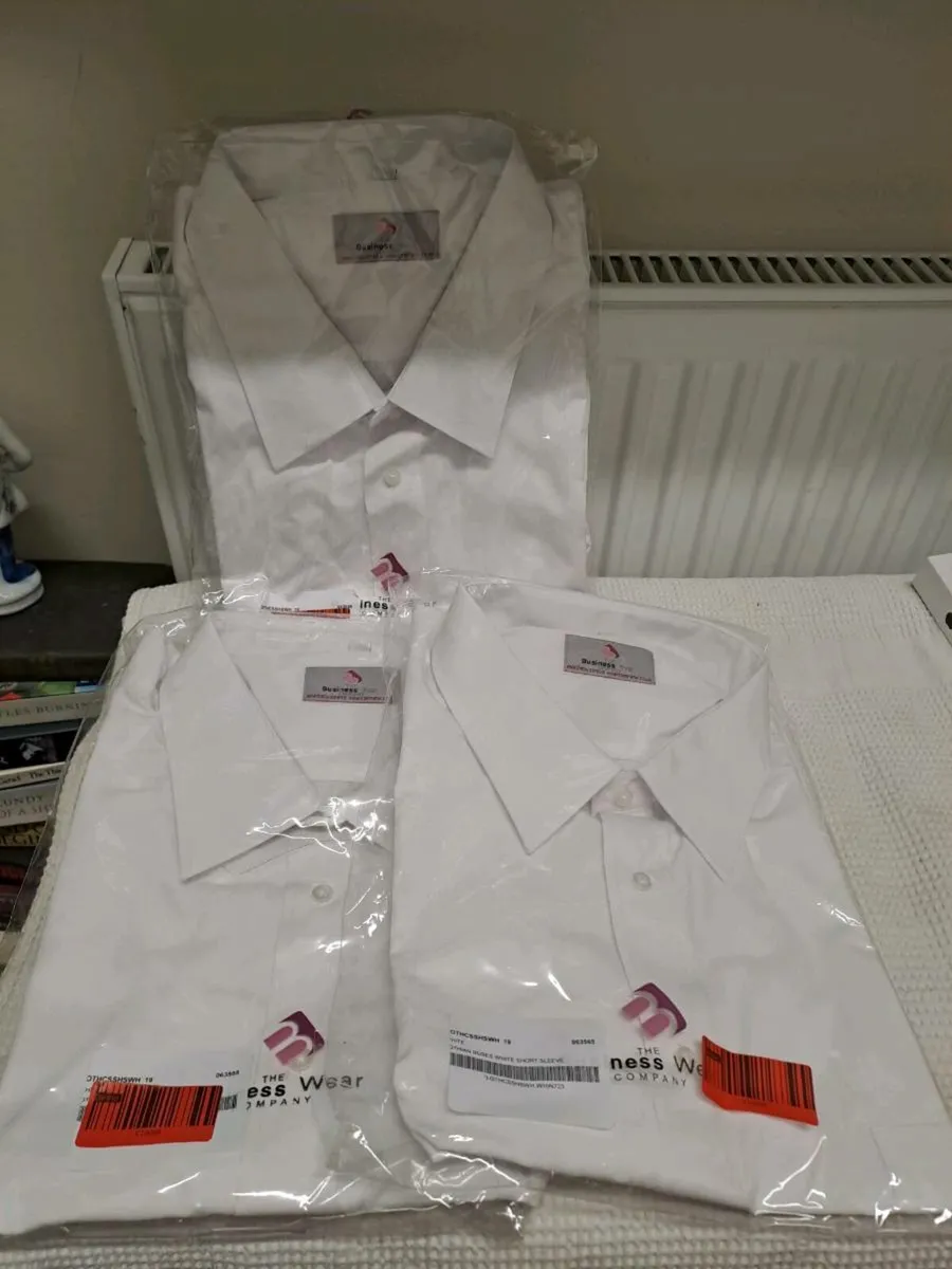 White Business Shirts Size 19” Collar Short Sleev - Image 1